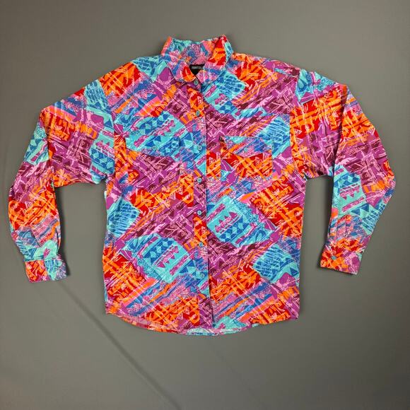 Vintage Frontier Series Western Shirt L Women’s Neon Rodeo 90s - Picture 3 of 4